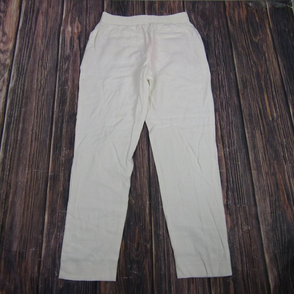 Lilly Pulitzer Alaura Pant Women S Coconut White Linen Smocked Waist 011964 - Picture 5 of 5